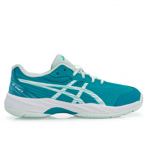 Tenis Asics Gel Game 9 Junior Turquesa e Branco ProSpin .br