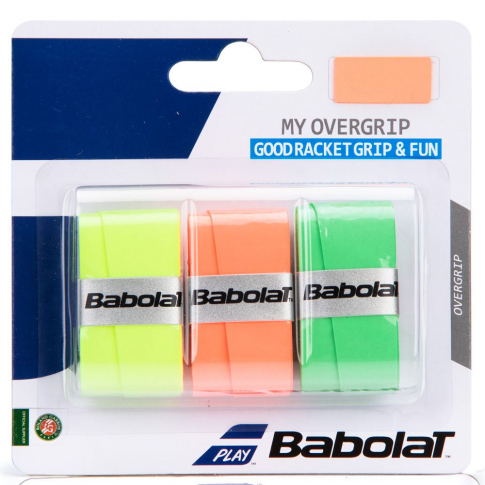 Overgrip Babolat My Grip X3 Laranja Verde e Amarelo Pr Spin .br