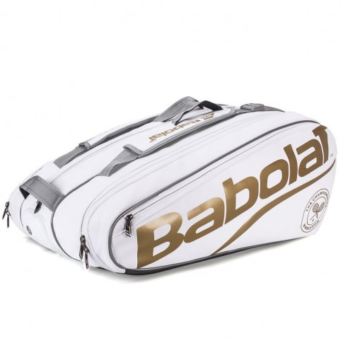 Raqueteira Babolat X12 Pure Wimbledon Branca e Dourado ProSpin