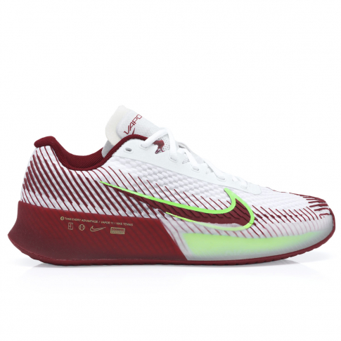 Tênis Nike Air Zoom Vapor 11 HC Branco Vermelho e Limão - ProSpin