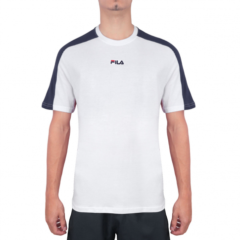 Camiseta Fila Color Block Letter Branca Marinho e Vermelha ProSpin .br