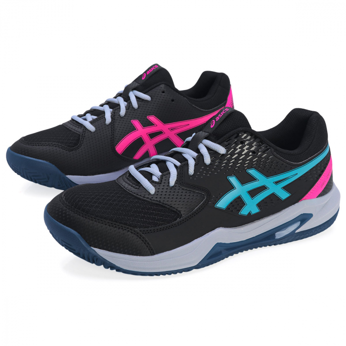 Tênis Asics Gel Dedicate Padel Preto Azul E Rosa