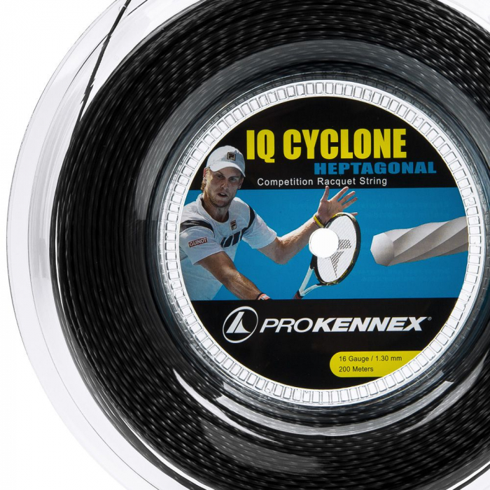 Corda Prokennex IQ Cyclone Heptagonal 16L 1.30mm Preta - Rolo de
