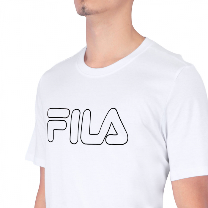 Camiseta Fila Letter Outline Branco e Preto