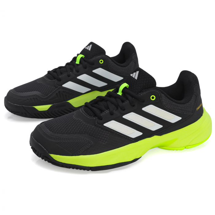 Tênis Adidas Courtjam Control 3 Preto Cinza e Limão - ProSpin.com.br