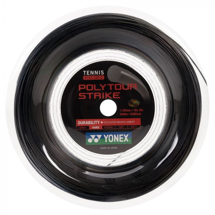 Corda Yonex Poly Tour Strike 16l 1.25mm Preta - Rolo com 200