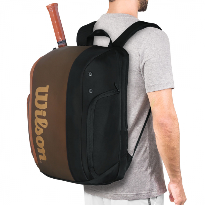 Mochila Wilson Super Tour Pro Staff V14 Preta e Marrom - ProSpin