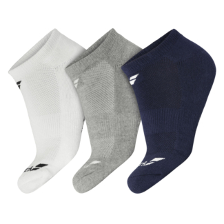 Meia Babolat Invisible Pack Com 3 Pares 35 ao 38 Branco Azul e Cinza
