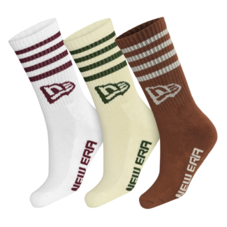 Meia New Era Flag Multi Monochrome - Pack com 3 Pares Branca Creme e Marrom