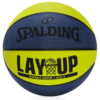 Mini Bola de Basquete Spalding Lay Up Tam 3 Azul e Amarela