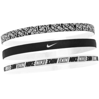 Faixa De Cabeça Elástica Nike Printed Preto e Branco - Com 3 Unidades