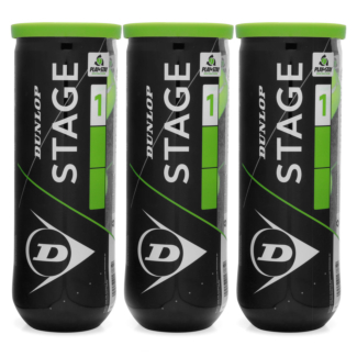 Bola de Tênis Dunlop Stage 1 Verde Pack com 03 Tubos