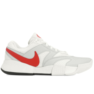 Tênis Nike Court Lite 4 - Quadra Rápida - Branco Cinza e Vermelho