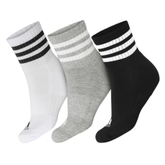 Meia Adidas Cano Baixo Cushioned Sportswear 41 ao 43 - Pack com 3 Pares - Preto Branco e Cinza