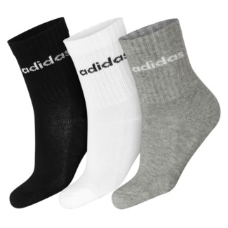 Meia Adidas Infantil Linear Pack com 3 Pares - Branco Preto e Cinza