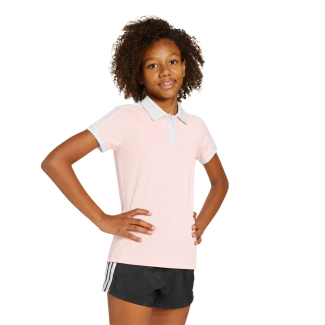 Camisa Polo Infantil Adidas Classics Climacool Rosa e Branco
