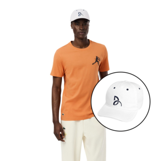 Boné e Camiseta Lacoste Tennis Novak Djokovic Laranja 