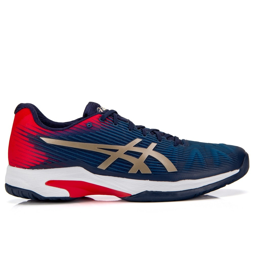 tênis asics court ff azul e vermelho
