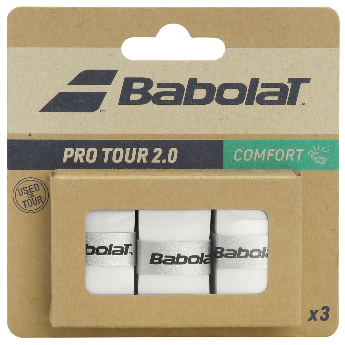Overgrip Babolat Pro Tour 2.0 Confort Branco com 3 Unidades