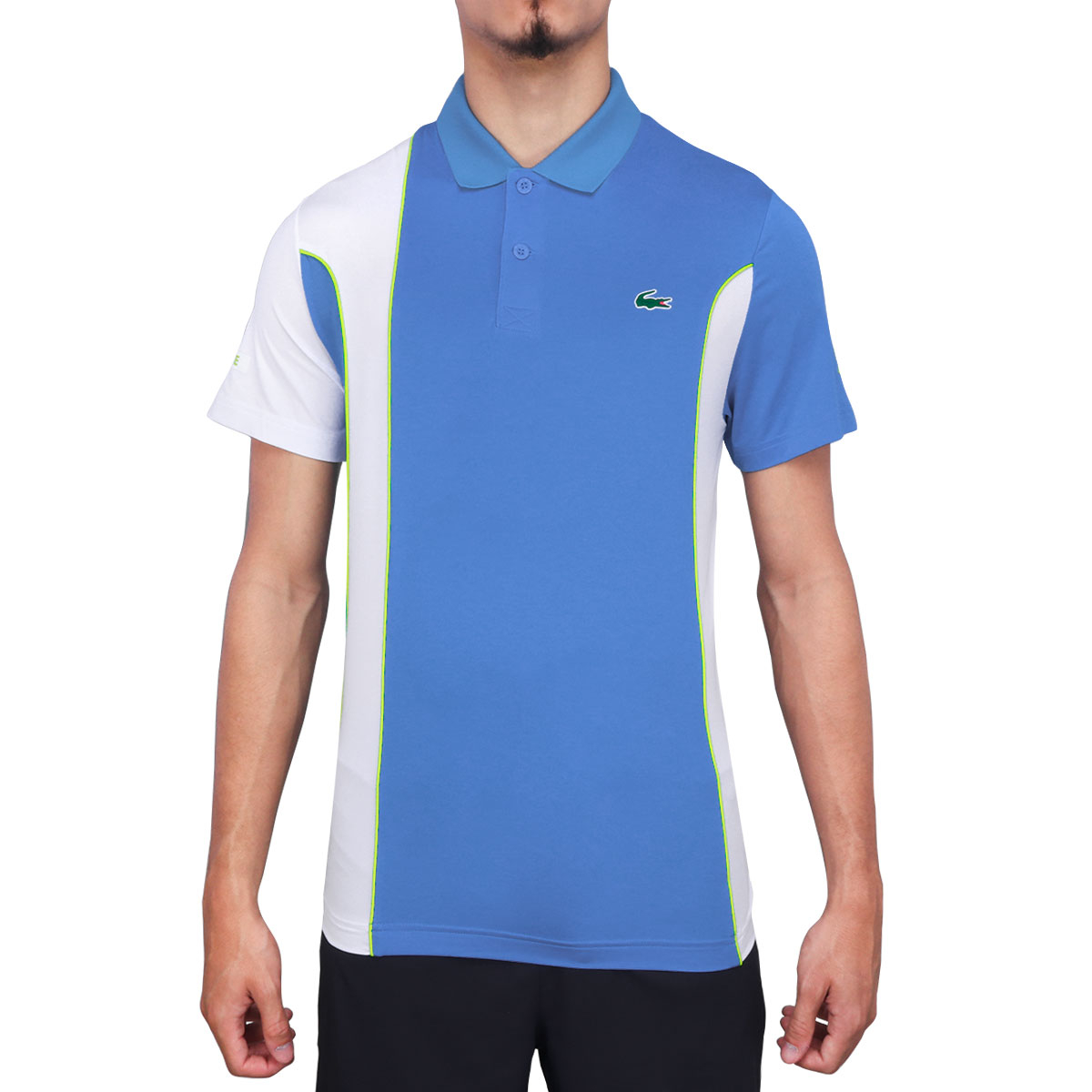 Camisa Polo Lacoste Sport Djokovic Regular Fit Azul e Branca