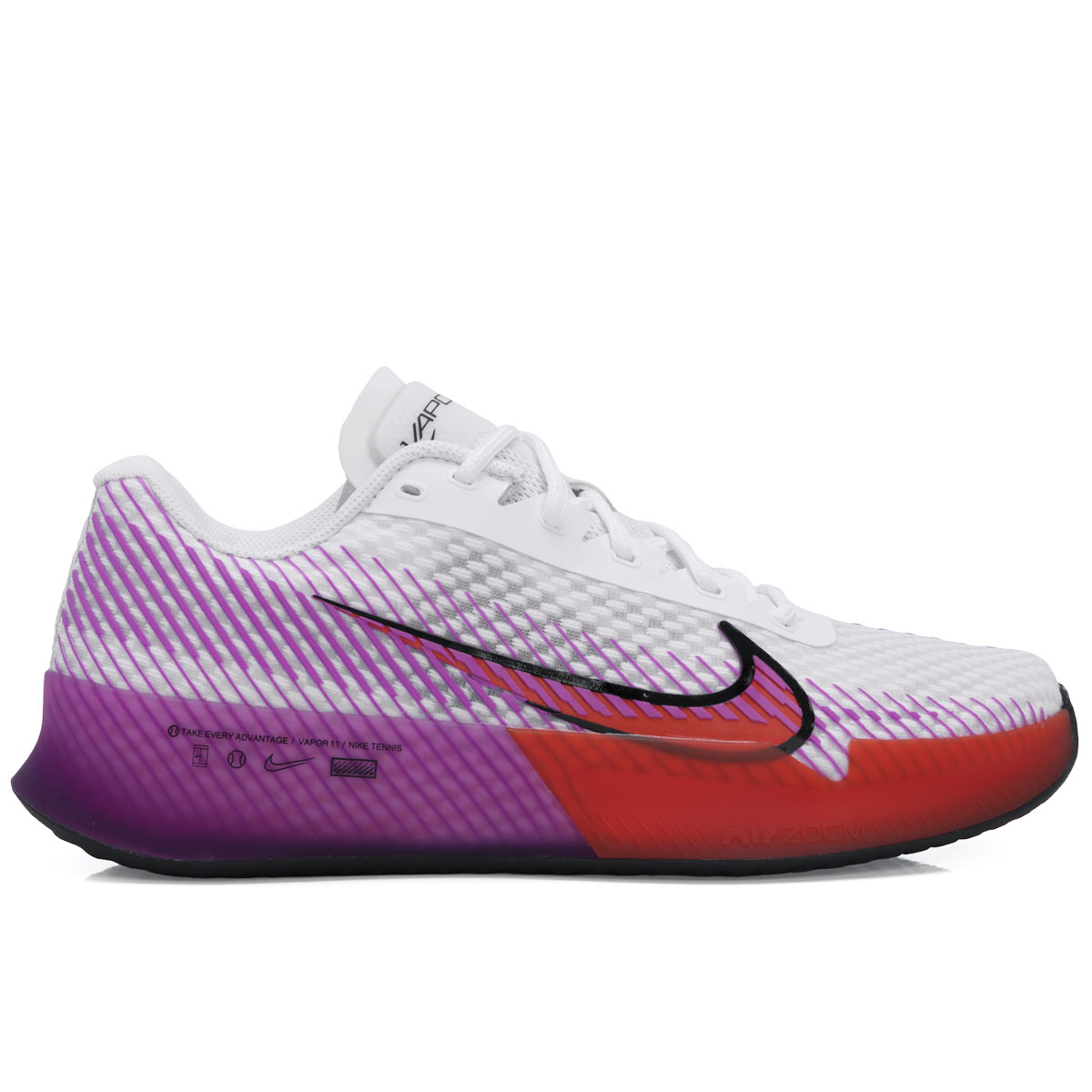 Tênis Nike Air Zoom Vapor 11 HC Branco Vermelho e Limão - ProSpin
