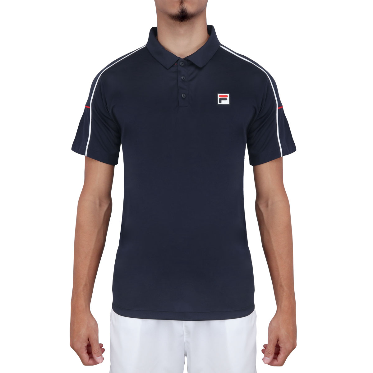 Camisa Polo Fila Tennis Line Marinho Branca e Vermelha ProSpin .br