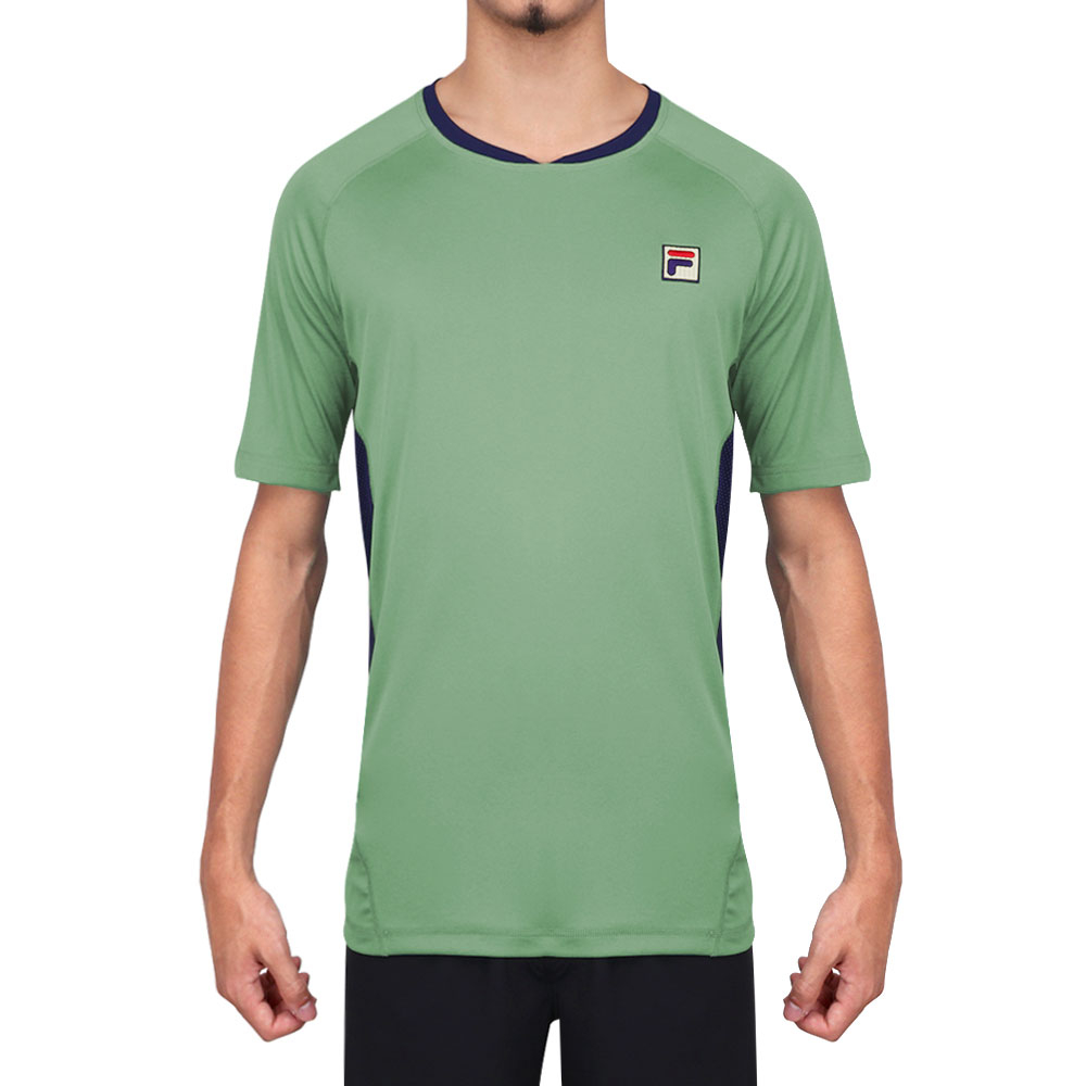 Camiseta Fila Baseline Ribbed Crew Verde e Marinho 