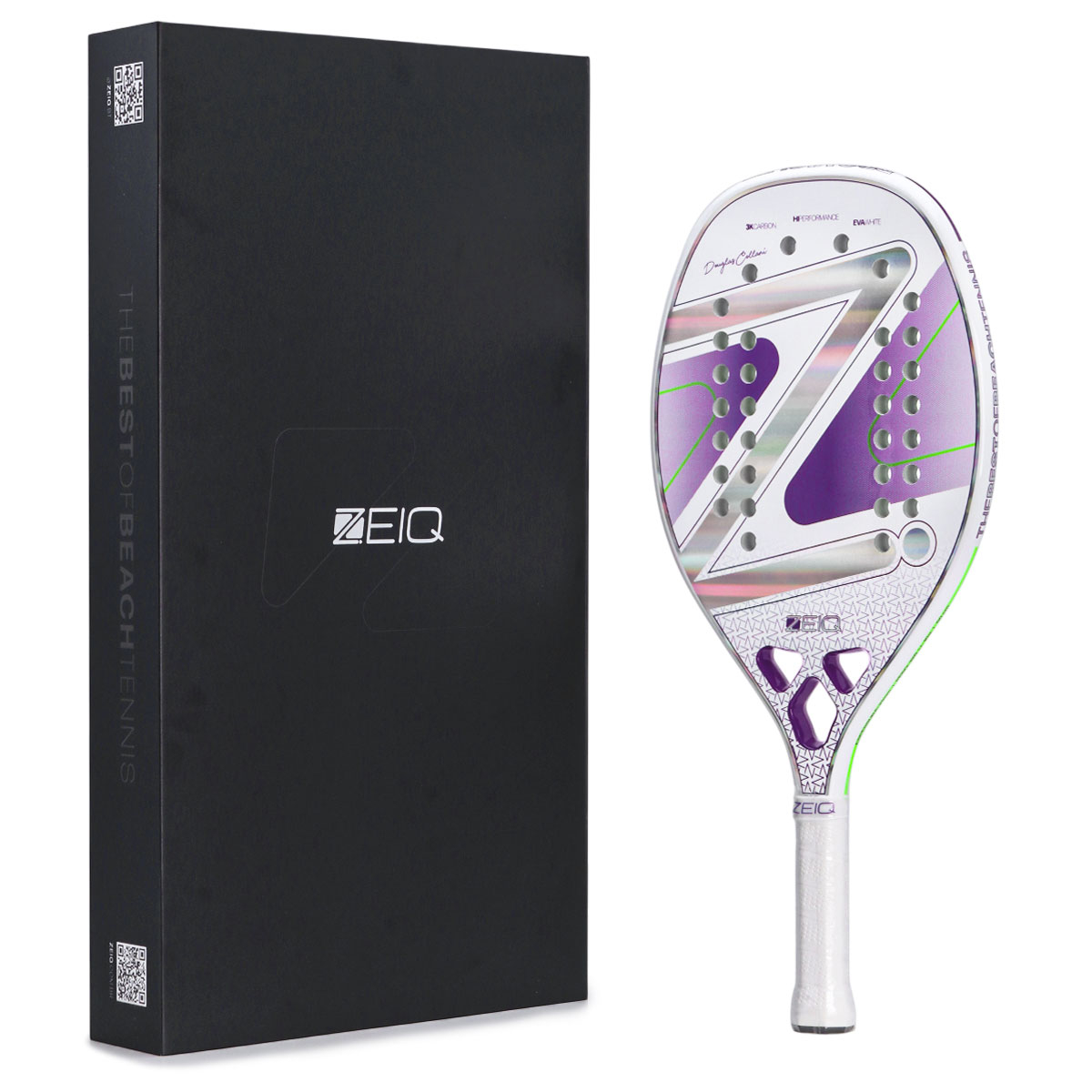 Raquete De Beach Tennis Zeiq Pro Violet Collani White 3k - ProSpin