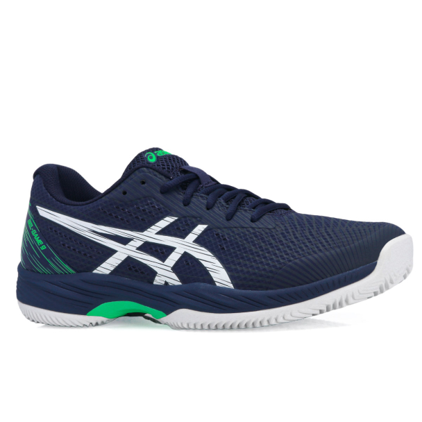 【mm】 Tênis Asics Gel Game 9 - Clay - Saibro - Marinho Branco e Verde