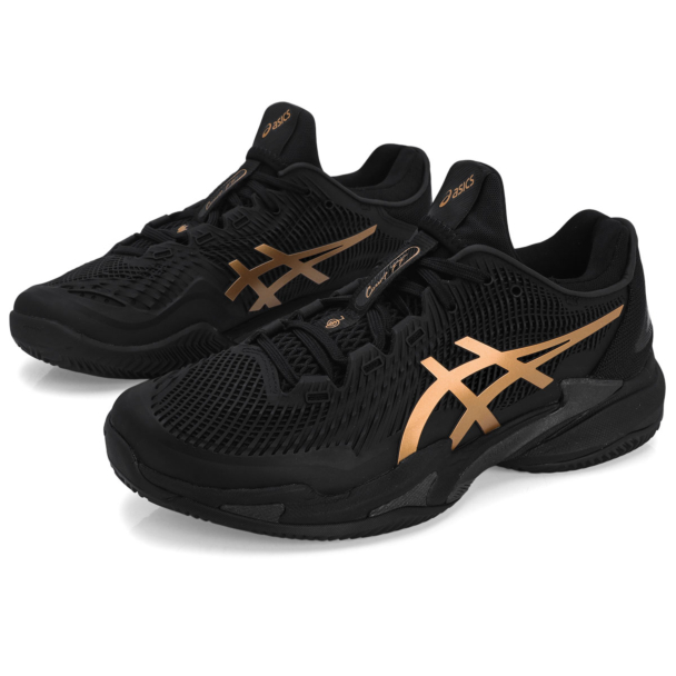 Tênis Asics Court FF 3 Novak - Clay Saibro - Night Preto e Dourado