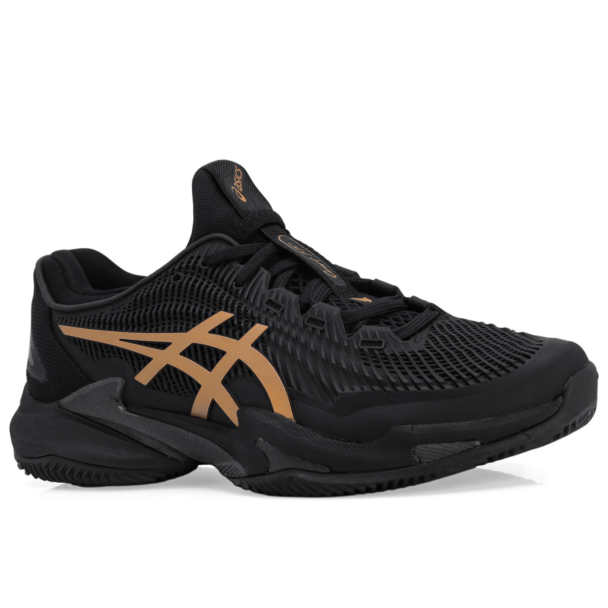 Tênis Asics Court FF 3 Novak - Clay Saibro - Night Preto e Dourado Tênis Asics Court FF 3 Novak - Clay Saibro - Night Preto e Dourado