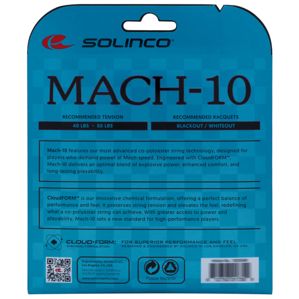Corda Solinco Mach-10 Azul 16l 1.25mm Azul - Set Individual
