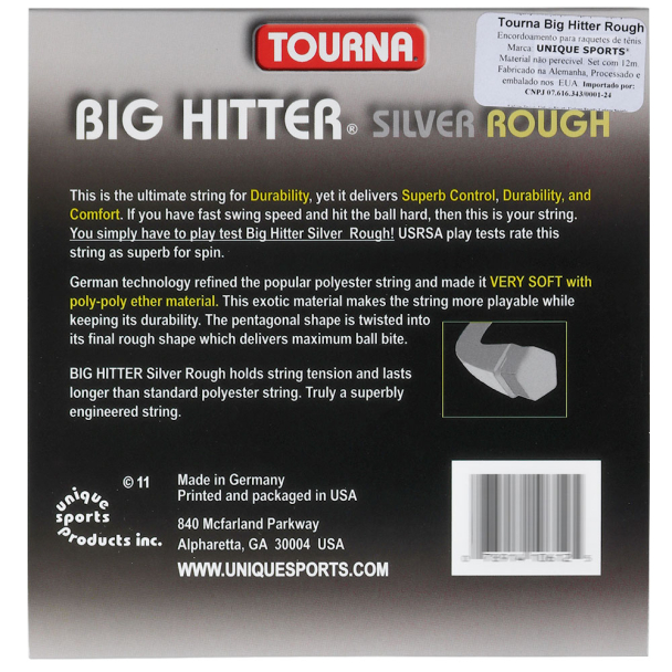 Corda Tourna Big Hitter Silver Rough 17L 1.25mm Cinza Set Individual