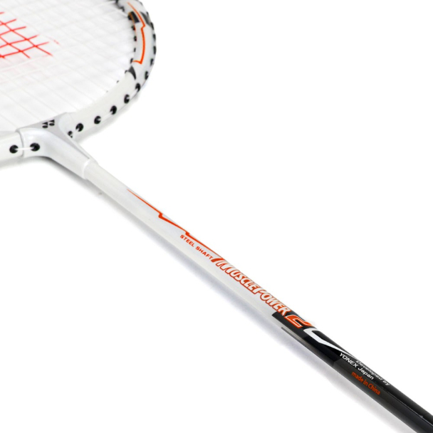 Raquete de Badminton Yonex Muscle Power 2 Branca Preta e Laranja