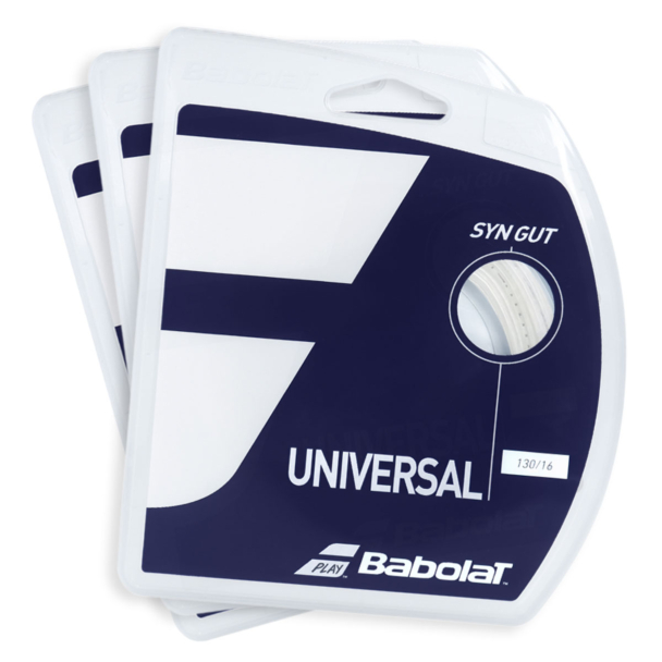 Corda Babolat Synthetic Gut Universal 16L 1.30mm Branca - Pack com 03 Unidades