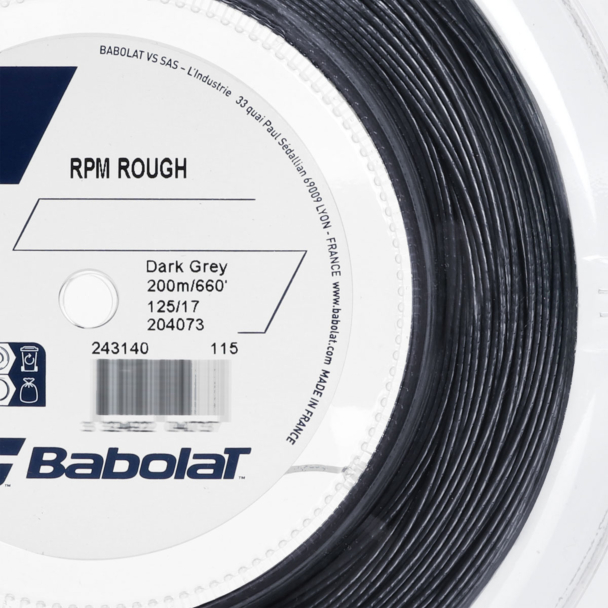 Corda Babolat RPM Rough 17L 1.25mm Cinza - Rolo com 200 Metros