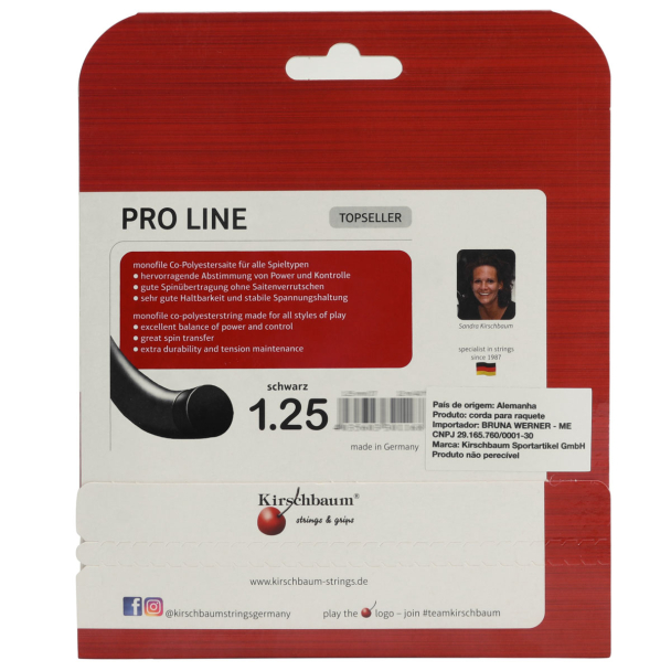 Corda Kirschbaum Pro Line 17L 1.25mm Set Individual Preta