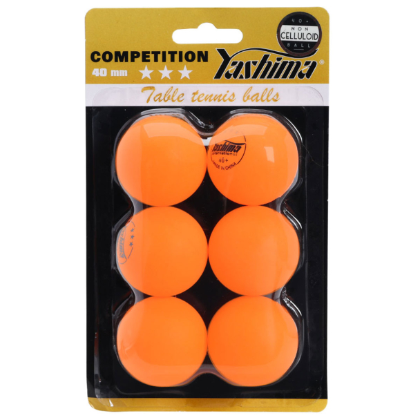 Bola de Tênis de Mesa Yashima 3 Estrelas PVC Com 06 Unidades Laranja