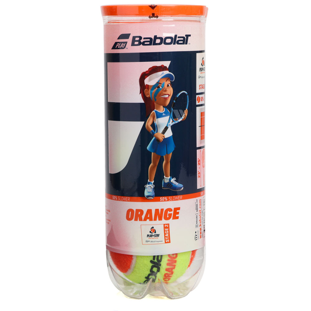 Bola Babolat Orange de Tênis Stage 2 e Beach Tennis - Pack com 03 Tubos