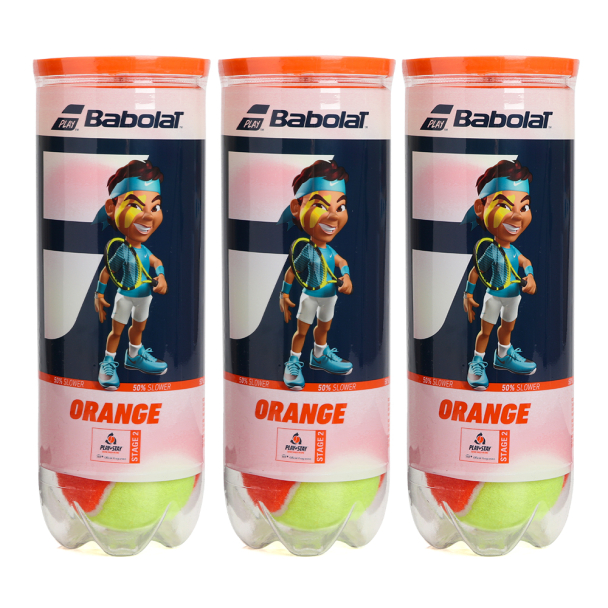 Bola Babolat Orange de Tênis Stage 2 e Beach Tennis - Pack com 03 Tubos
