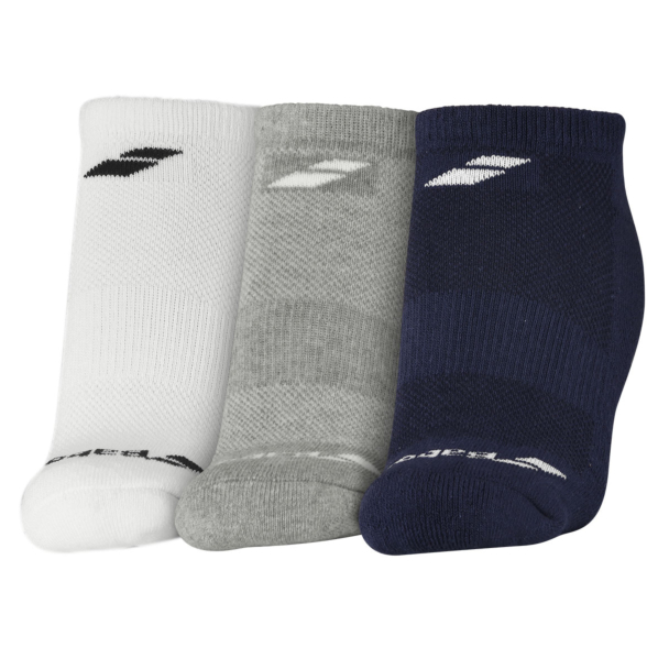 Meia Babolat Invisible Pack Com 3 Pares 43 ao 46 Branco Azul e Cinza