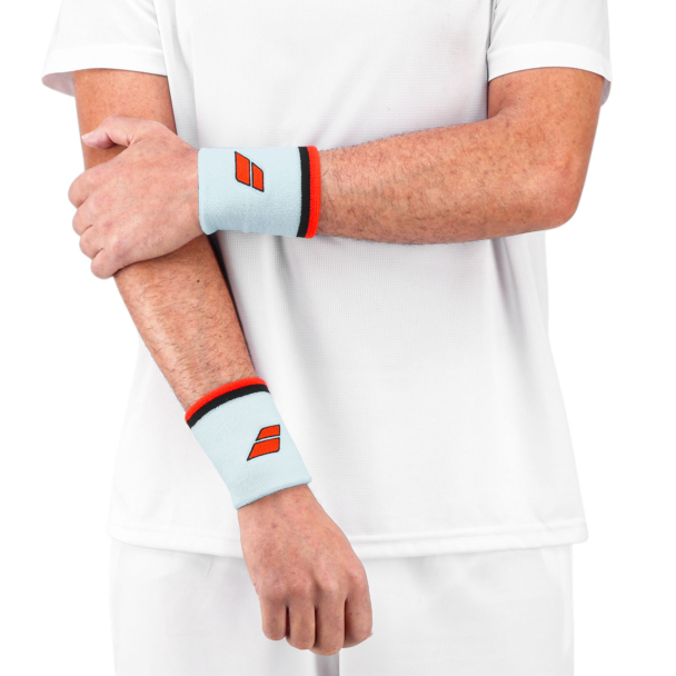Munhequeira Babolat Jumbo Longa com 02 Unidades Azul Claro e Laranja