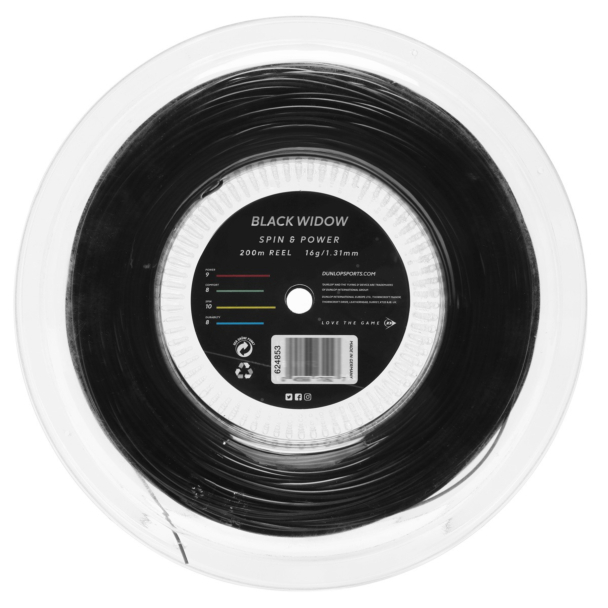 Corda Dunlop Black Widow 16g 1.31mm Rolo Com 200 Metros Preto