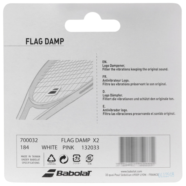 Antivibrador Babolat Flag Damp com 02 Unidades Branco e Rosa