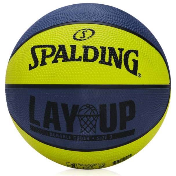 Mini Bola de Basquete Spalding Lay Up Tam 3 Azul e Amarela