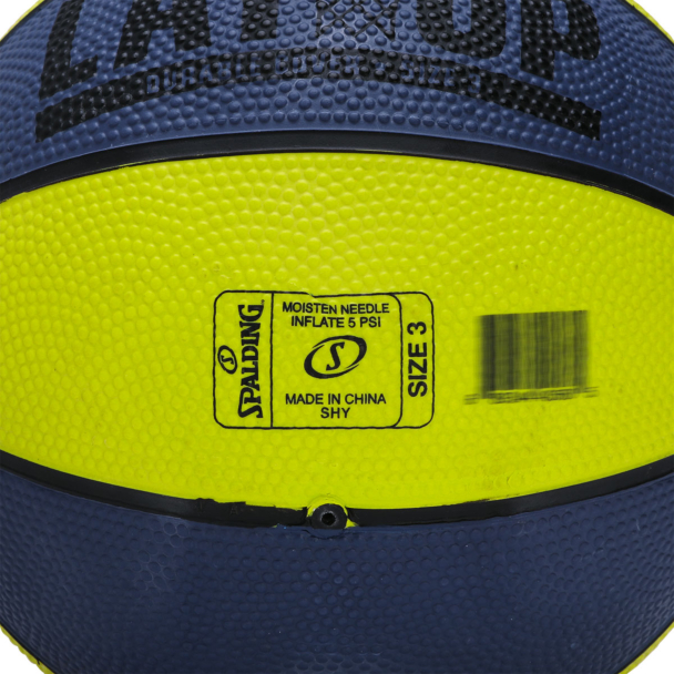 Mini Bola de Basquete Spalding Lay Up Tam 3 Azul e Amarela