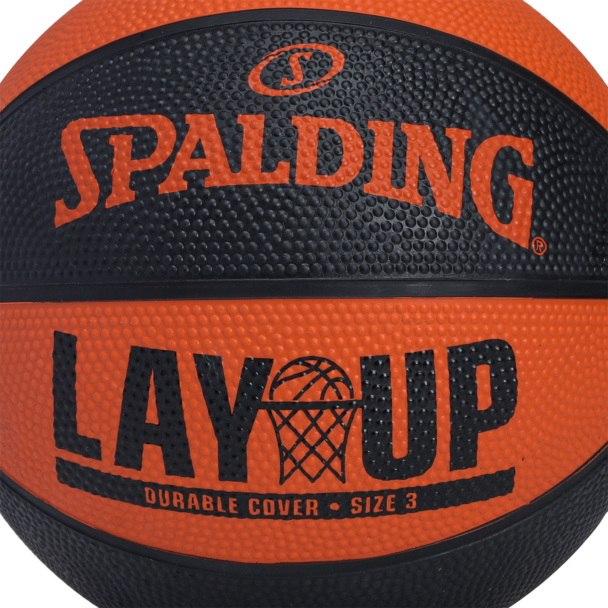 Mini Bola de Basquete Spalding Lay Up Tam 3 Preta e Laranja