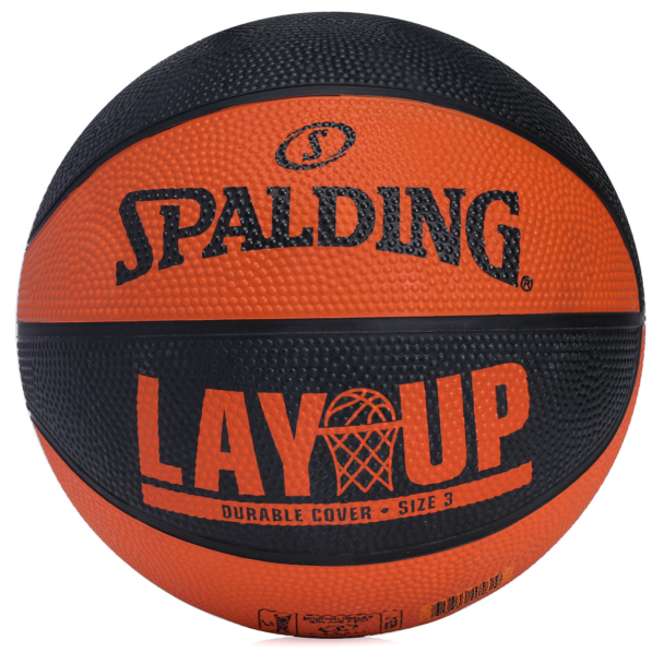 Mini Bola de Basquete Spalding Lay Up Tam 3 Preta e Laranja