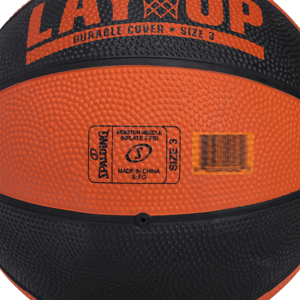 Mini Bola de Basquete Spalding Lay Up Tam 3 Preta e Laranja