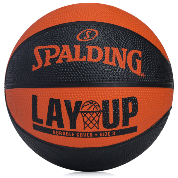 Mini Bola de Basquete Spalding Lay Up Tam 3 Preta e Laranja